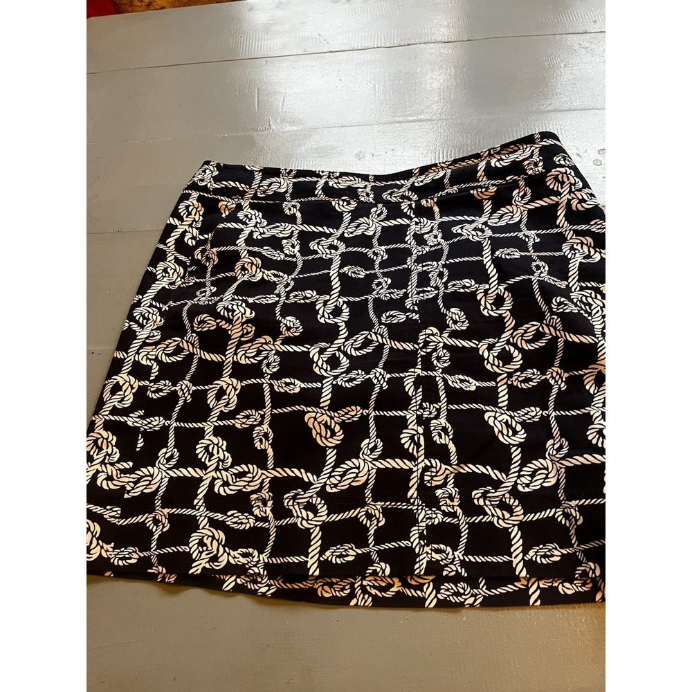 Talbots Petites Rope Print Mini Skirt Women's Size 14P Navy White Nautical - Picture 3 of 5